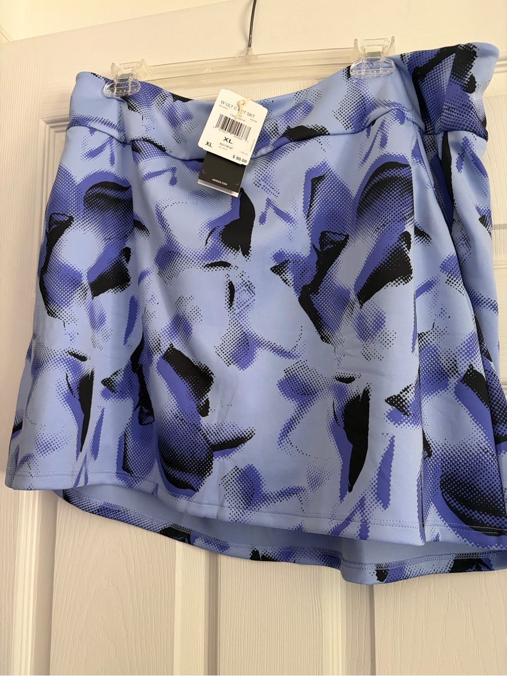 adidas Light Blue and Black Abstract Print Mini Skirt
